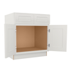 How do you install the Two front panels on a sink base