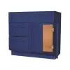 Navy Blue Shaker Vanity Sink Base Drawer Left Cabinet 36"W Questions & Answers